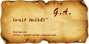 Greif Anikó névjegykártya